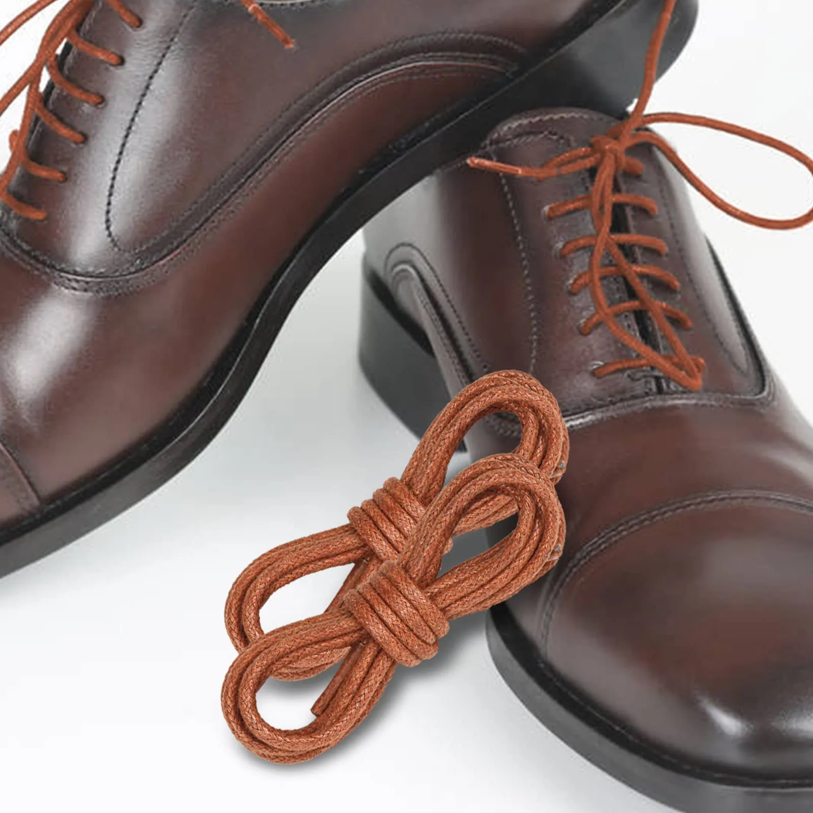 2 Pair Round Wax Shoelaces, 3mm Thin shoelaces Cotton Material Round Shoe Laces for Oxford Shoes Dress Shoes Boots Leather Shoe Laces 100cm Length(Brown and Black), L