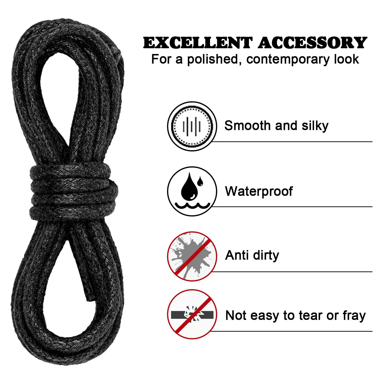 2 Pair Round Wax Shoelaces, 3mm Thin shoelaces Cotton Material Round Shoe Laces for Oxford Shoes Dress Shoes Boots Leather Shoe Laces 100cm Length(Brown and Black), L