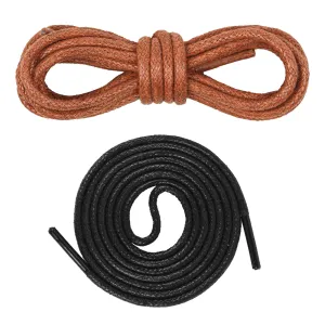 2 Pair Round Wax Shoelaces, 3mm Thin shoelaces Cotton Material Round Shoe Laces for Oxford Shoes Dress Shoes Boots Leather Shoe Laces 100cm Length(Brown and Black), L