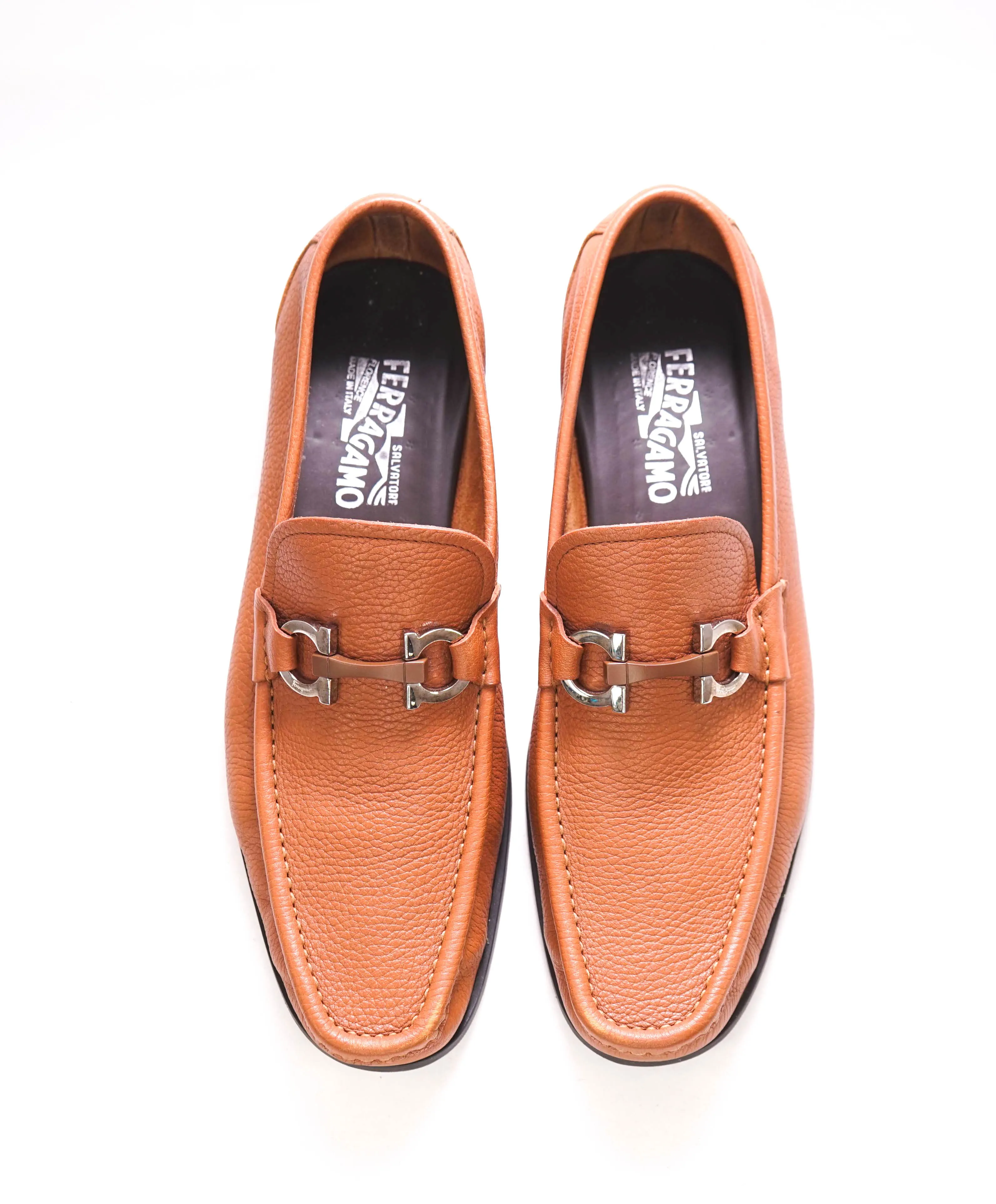 $850 SALVATORE FERRAGAMO - “GRANDIOSO" Gancini Bit Loafer Brown Leather - 9.5 D