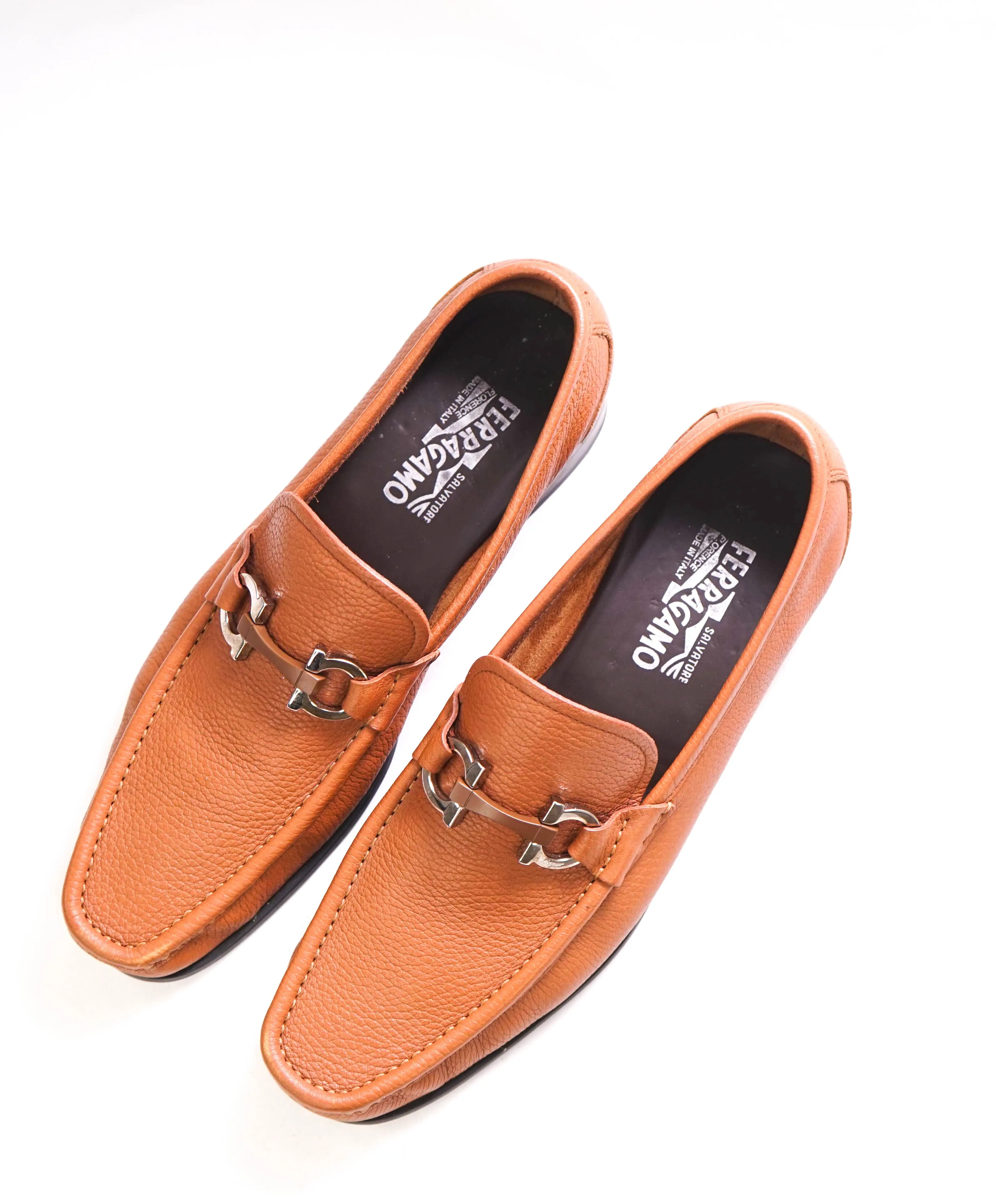 $850 SALVATORE FERRAGAMO - “GRANDIOSO" Gancini Bit Loafer Brown Leather - 9.5 D