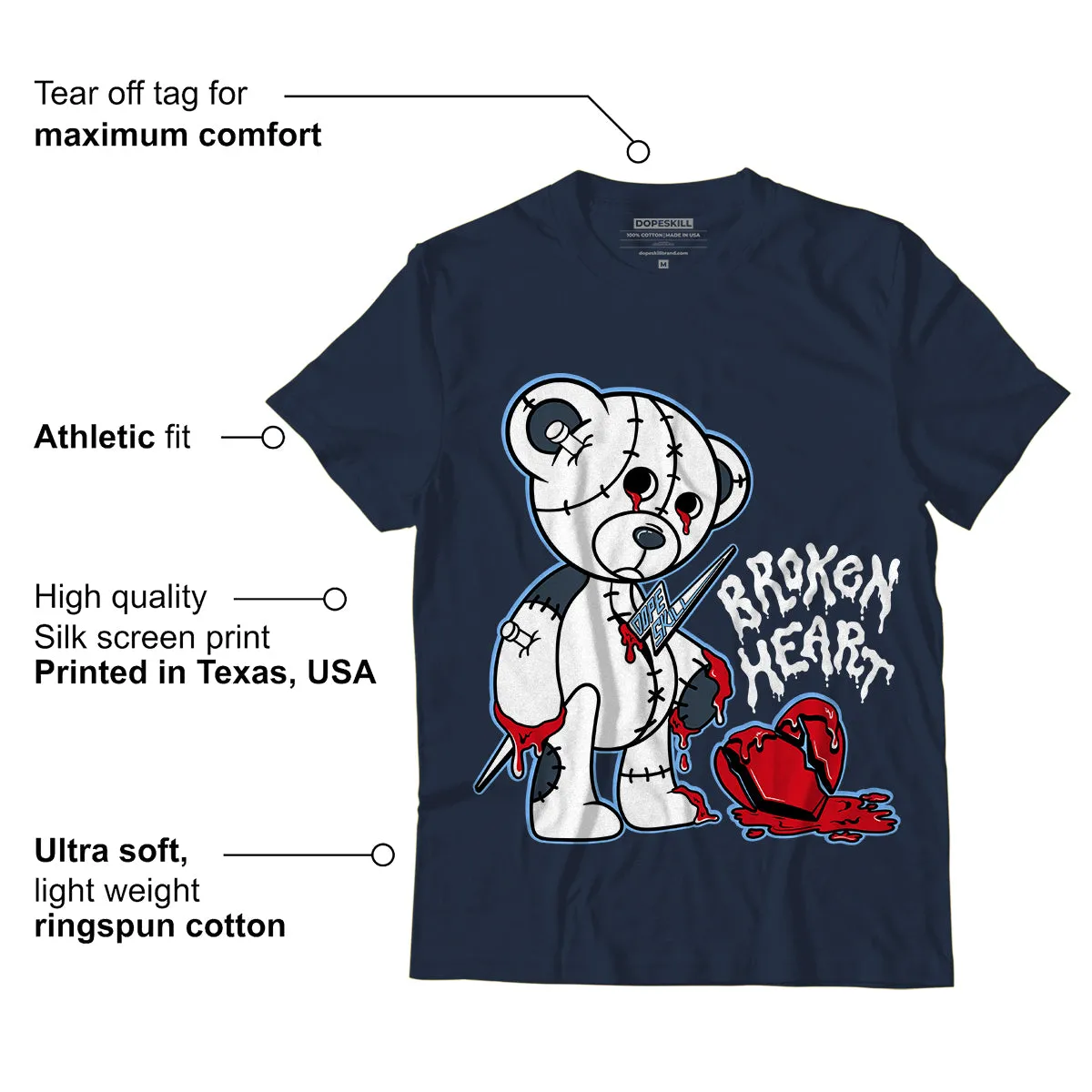 AJ 6 Midnight Navy DopeSkill T-shirt Broken Heart Graphic