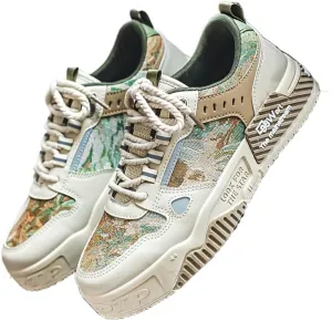 Alphabet Print Street Skate Shoes - Trendy Men's Skateboarding Footwear Non-Slip Laces, and Casual Style for Outdoor Activities - Street Fashion Enthusiasts Plus Size
