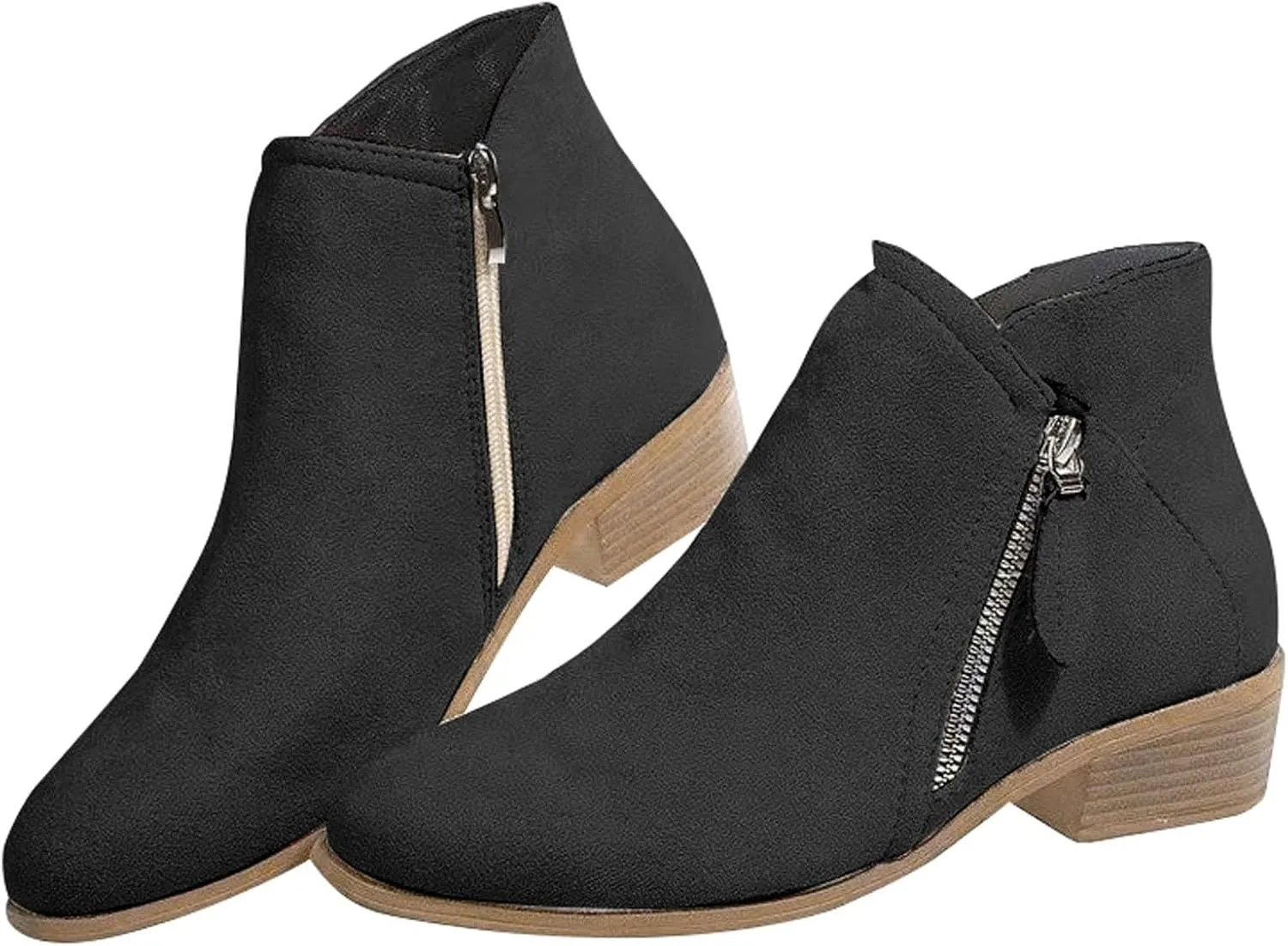 Ankle Boots for Women Womens Wedge Booties Short Boots for Women Ankle Bootie for Women with Heel Lightweight Cute Round Toe Square Toe Slip On Side Zipper