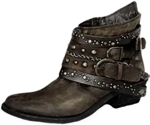 Ankle Boots for Women Womens Wedge Booties Short Boots for Women Ankle Bootie for Women with Heel Lightweight Cute Round Toe Square Toe Slip On Side Zipper