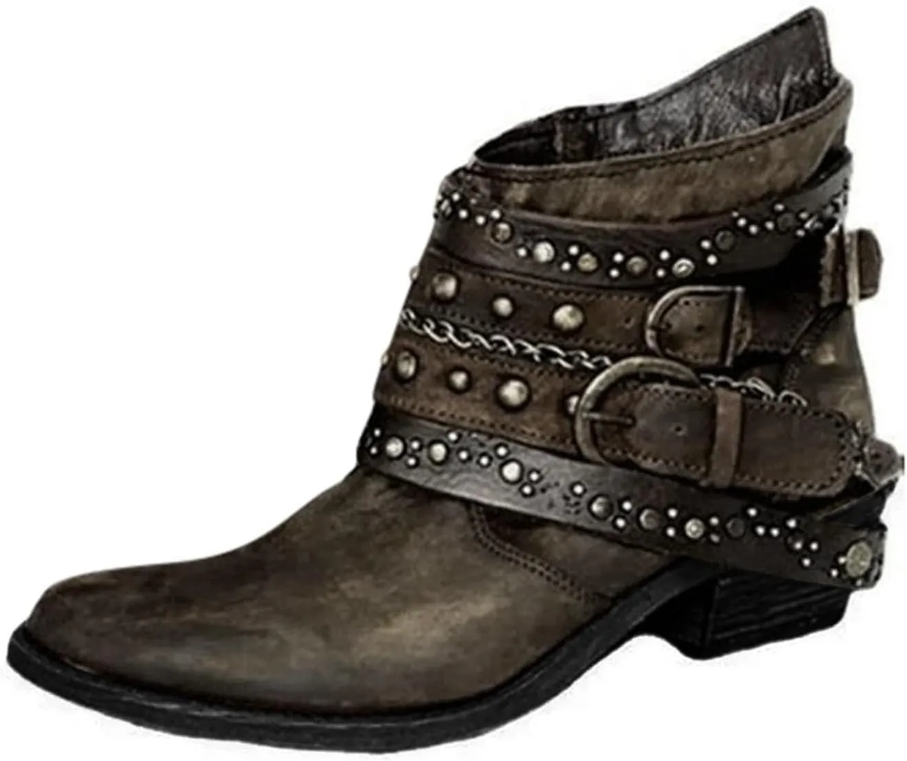 Ankle Boots for Women Womens Wedge Booties Short Boots for Women Ankle Bootie for Women with Heel Lightweight Cute Round Toe Square Toe Slip On Side Zipper
