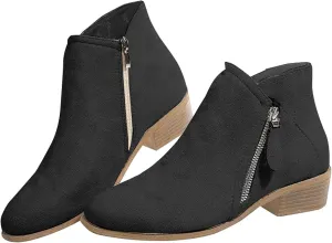 Ankle Boots for Women Womens Wedge Booties Short Boots for Women Ankle Bootie for Women with Heel Lightweight Cute Round Toe Square Toe Slip On Side Zipper