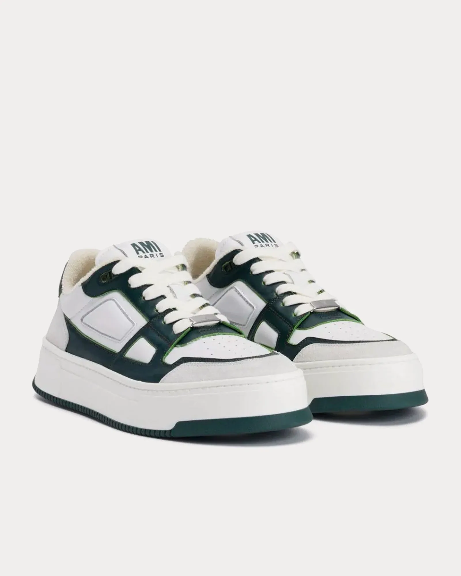 Arcade Leather Bottle Green / White Low Top Sneakers