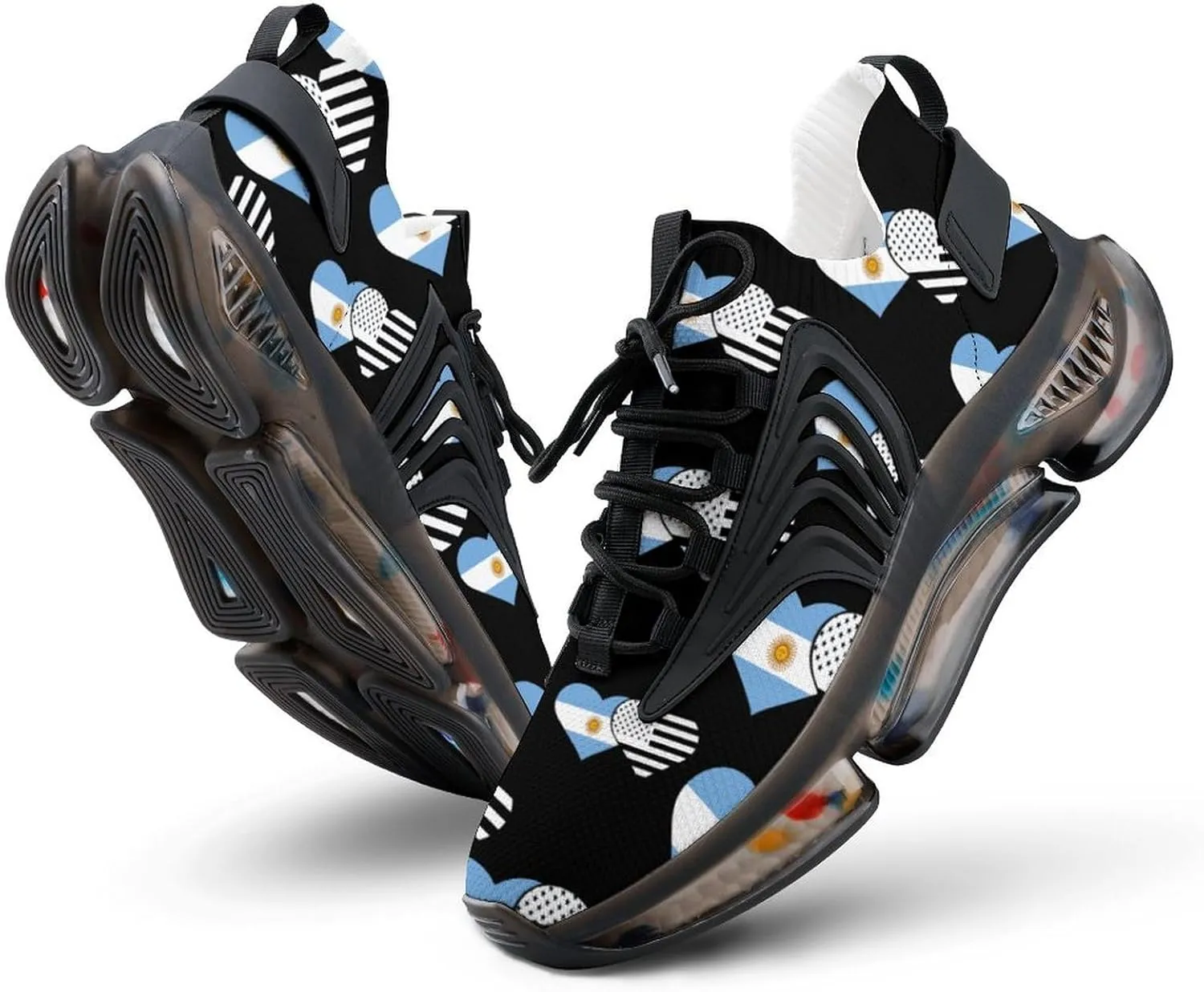 Argentina Flag and USA Flag Walking Shoes for Men Lightweight Tennis Fashion Elastic Sports Shoes Cushion Basketball Shoes