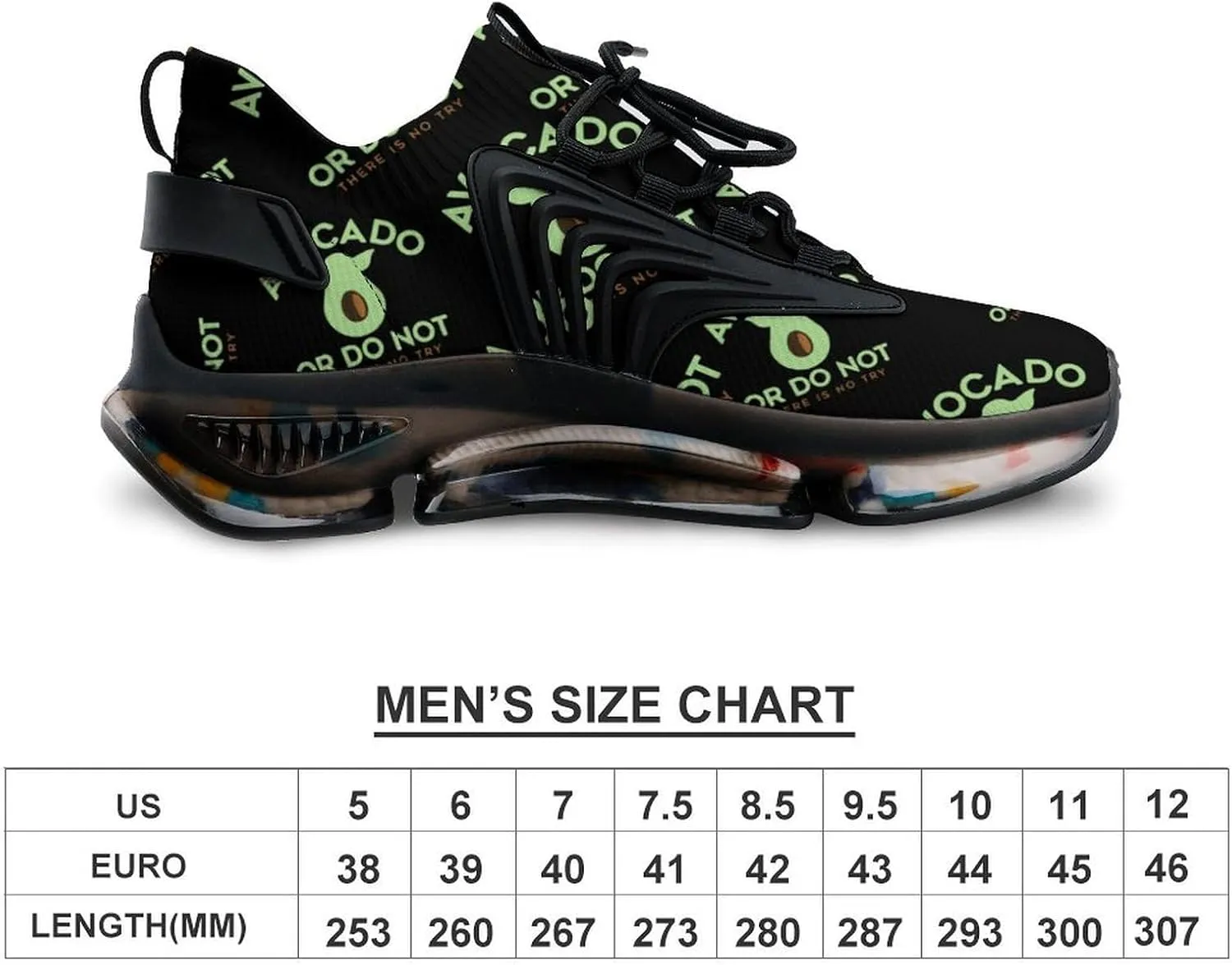 Avocado Cute Walking Shoes for Men Lightweight Tennis Fashion Elastic Sports Shoes Cushion Basketball Shoes