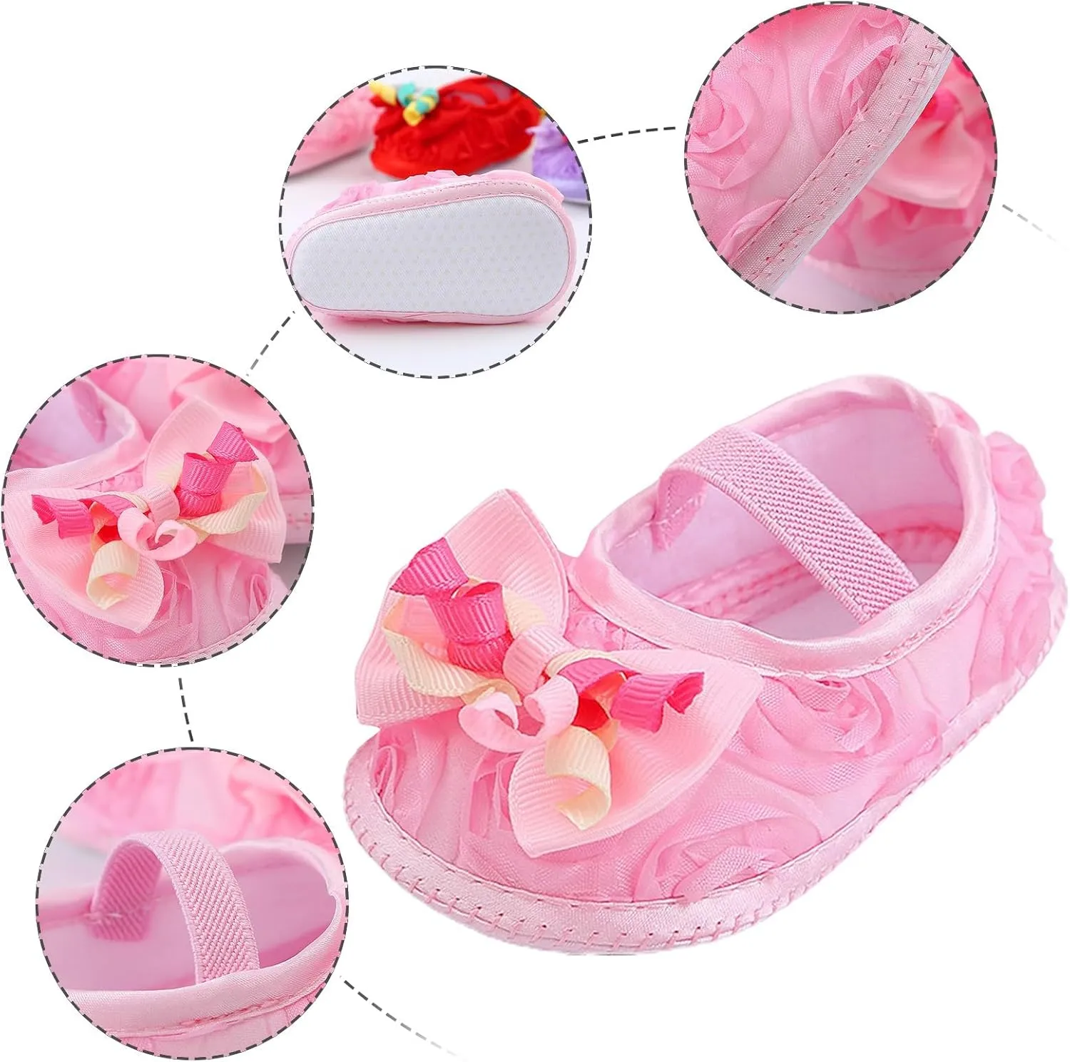 Baby Shoes with Hair Band Fashion Soft Soled Toddler Shoes Versatile Dress Flower Princess Shoes Toddler Baby Loafers