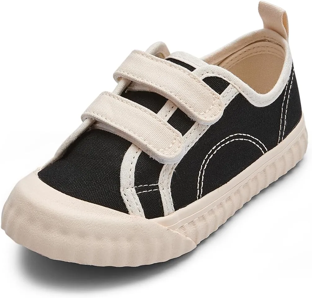 Balabala Toddler Sneakers for Boys and Girls Dual Hook and Loops Sneakers Slip On Canvas Shoes Soft and Durable