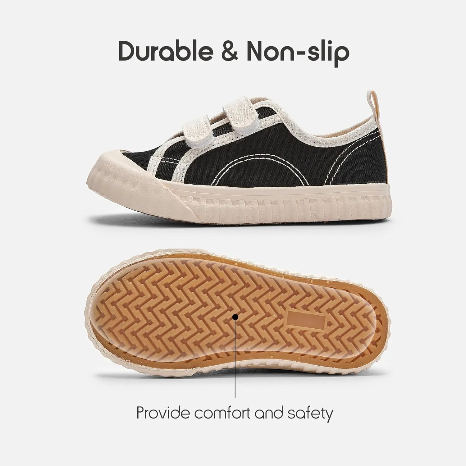 Balabala Toddler Sneakers for Boys and Girls Dual Hook and Loops Sneakers Slip On Canvas Shoes Soft and Durable