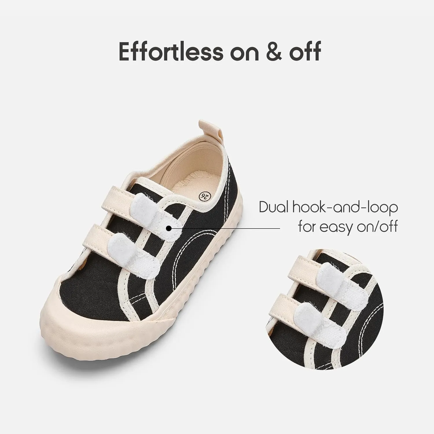 Balabala Toddler Sneakers for Boys and Girls Dual Hook and Loops Sneakers Slip On Canvas Shoes Soft and Durable