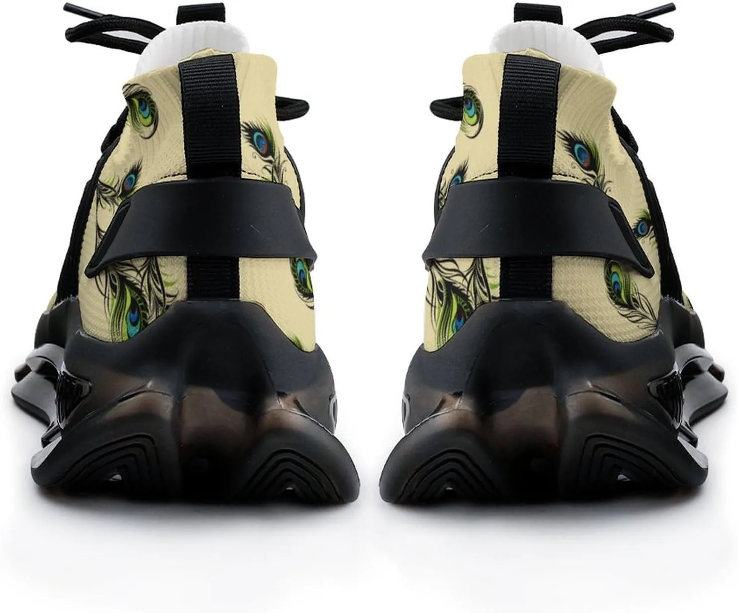 Beautiful Peacock Feathers Walking Shoes for Men Lightweight Tennis Fashion Elastic Sports Shoes Cushion Basketball Shoes