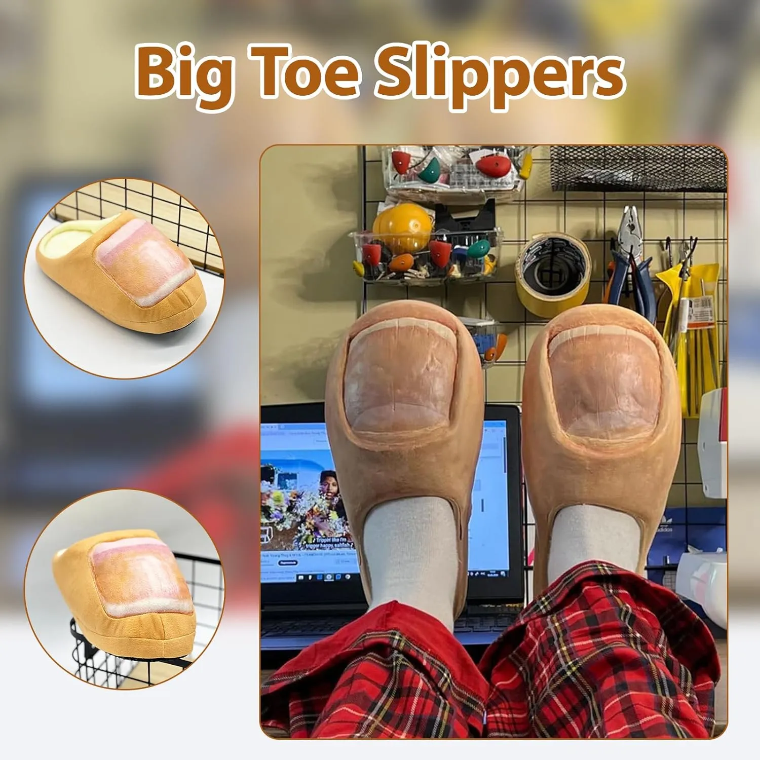 Big Toe Slippers Funny,Soft Thick Sole Big Toe Slides,Adult Humor Slippers,House Slippers for Men Women Funny,Non Slip Slides for Indoor/Outdoor House Slippers Indoor Slides,Weird Gifts