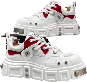 Black Red Men Platform Shoes Chunky Sneakers for Women Aesthetic Shoes All Season