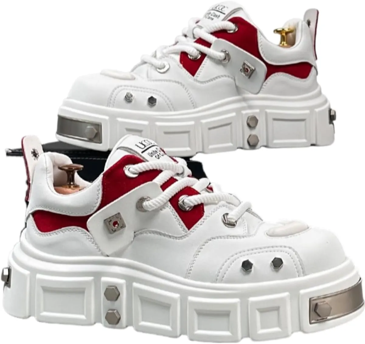 Black Red Men Platform Shoes Chunky Sneakers for Women Aesthetic Shoes All Season