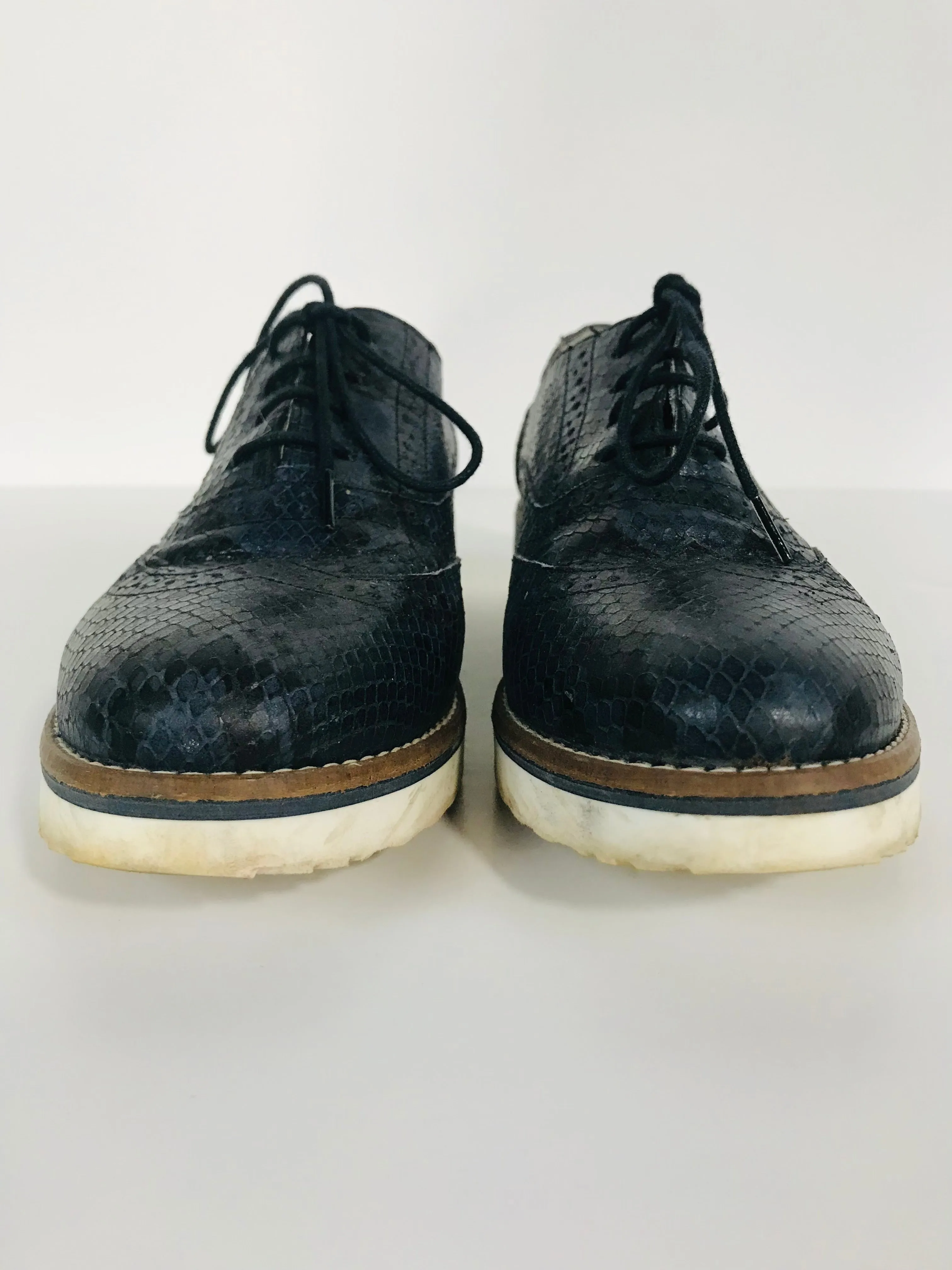 Boden Women's Snakeskin Platform Brogues Shoes | UK5 | Blue