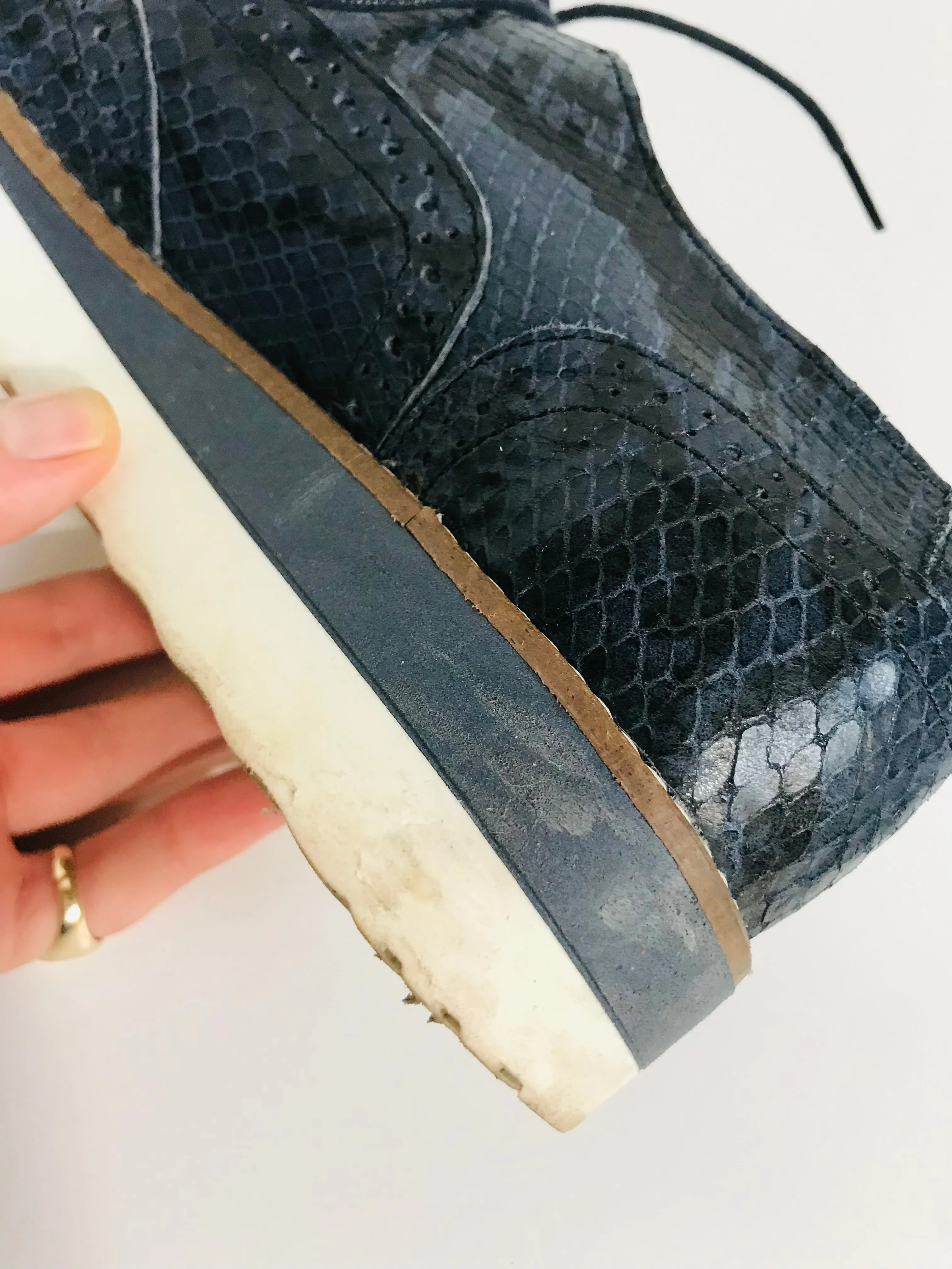 Boden Women's Snakeskin Platform Brogues Shoes | UK5 | Blue