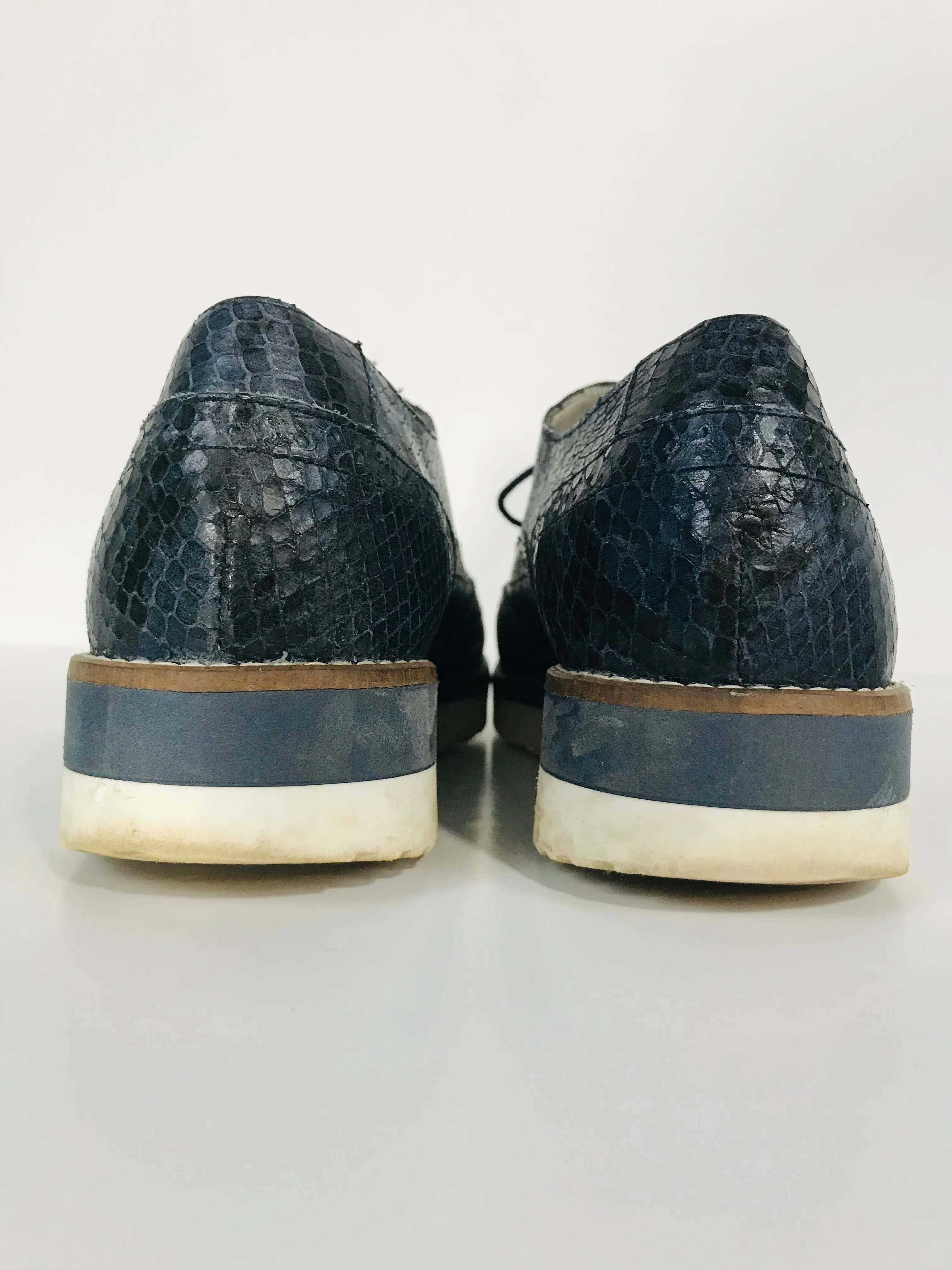Boden Women's Snakeskin Platform Brogues Shoes | UK5 | Blue