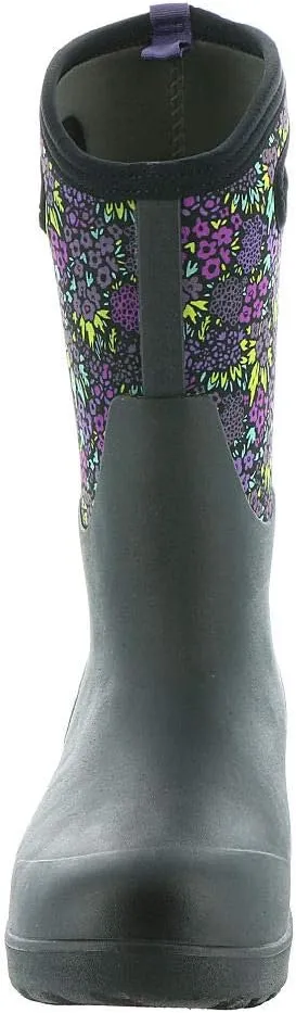 BOGS Women's Tall Nw Neo-Classic Mid Waterproof Rain Boot, Garden Print-Black Multi, 7 M