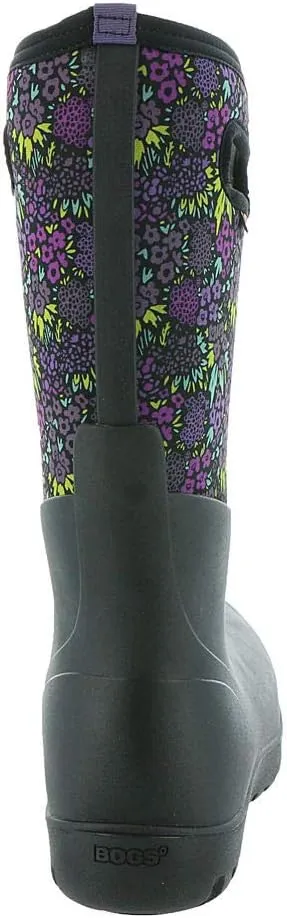 BOGS Women's Tall Nw Neo-Classic Mid Waterproof Rain Boot, Garden Print-Black Multi, 7 M