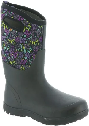 BOGS Women's Tall Nw Neo-Classic Mid Waterproof Rain Boot, Garden Print-Black Multi, 7 M