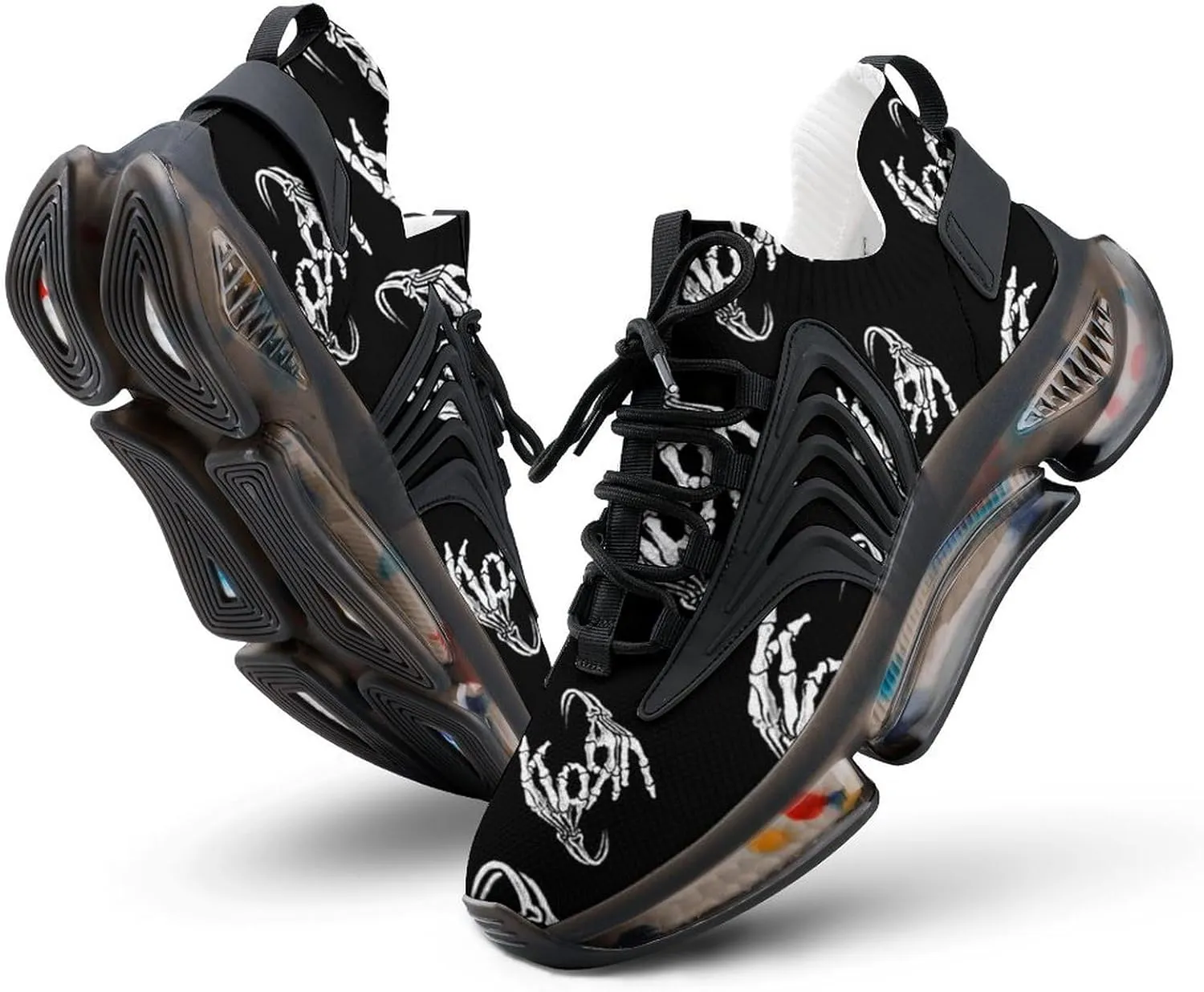 Bone Skeleton Hand Walking Shoes for Men Lightweight Tennis Fashion Elastic Sports Shoes Cushion Basketball Shoes