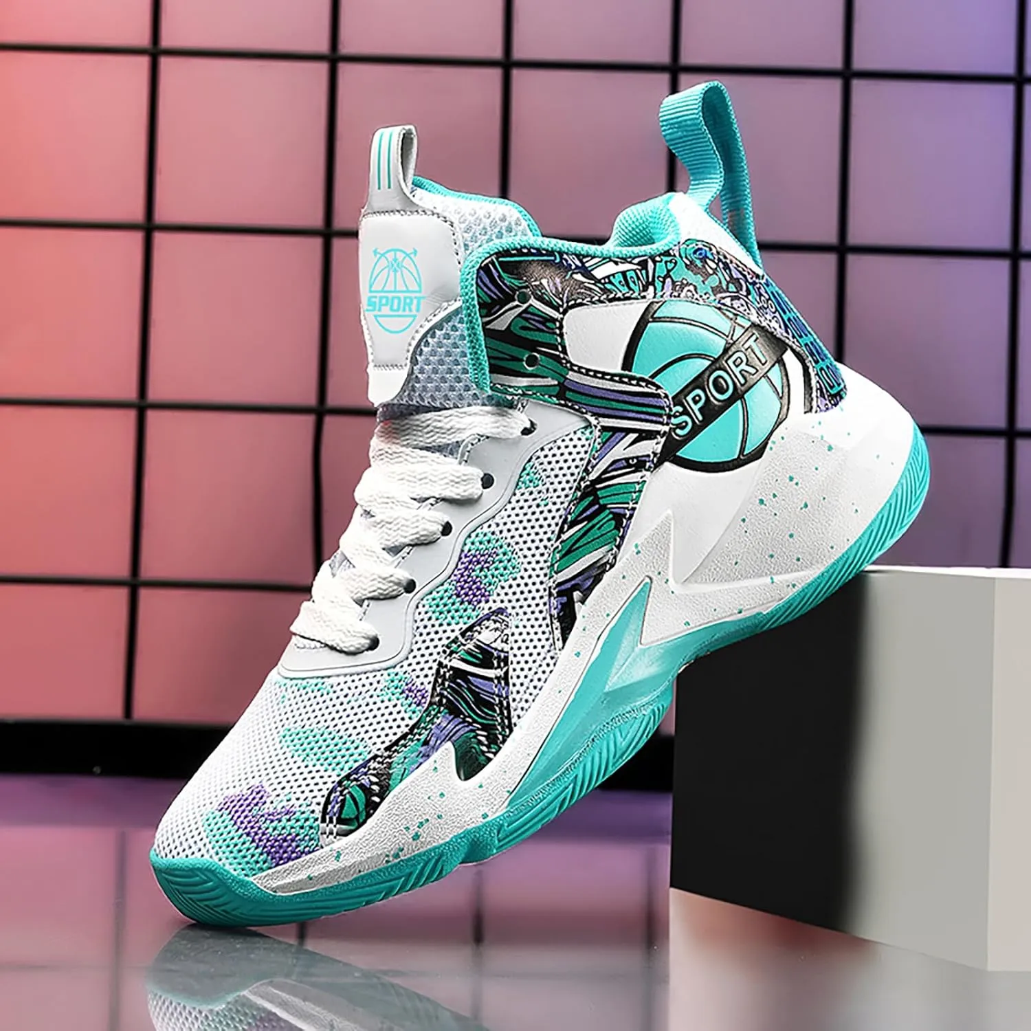Boys Basketball Shoes Kids Basketball Sneakers Breathable Tennis Shoes for Boys Girls