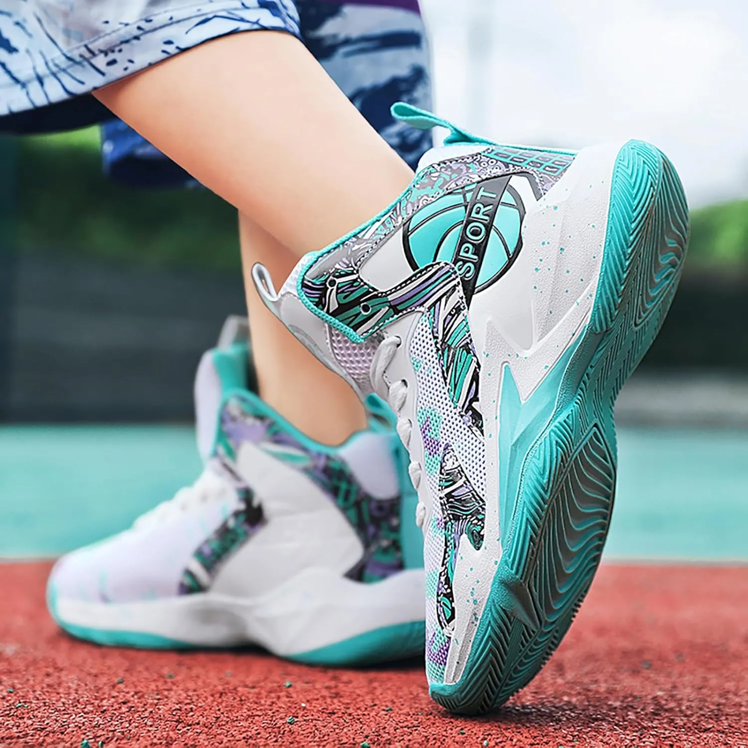 Boys Basketball Shoes Kids Basketball Sneakers Breathable Tennis Shoes for Boys Girls