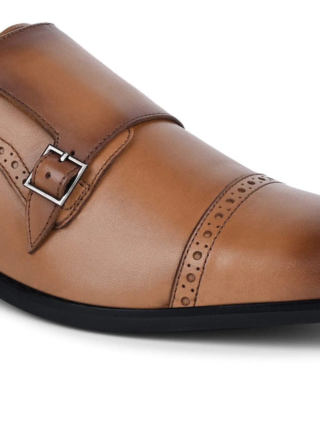 British Tan Egyptian Crust Leather Monk Shoes