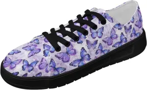 Canvas Sneakers for Women Low Top Lace Up Shoes Comfortable Canvas Tennis Shoes with Anti Skid EVA Sole Dressy Flats