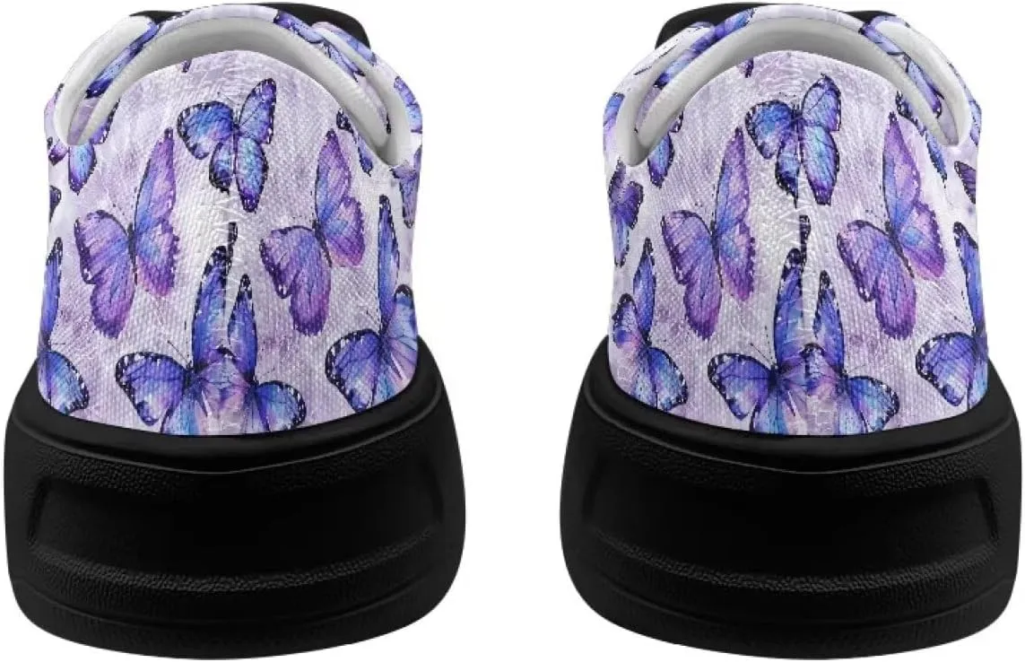 Canvas Sneakers for Women Low Top Lace Up Shoes Comfortable Canvas Tennis Shoes with Anti Skid EVA Sole Dressy Flats