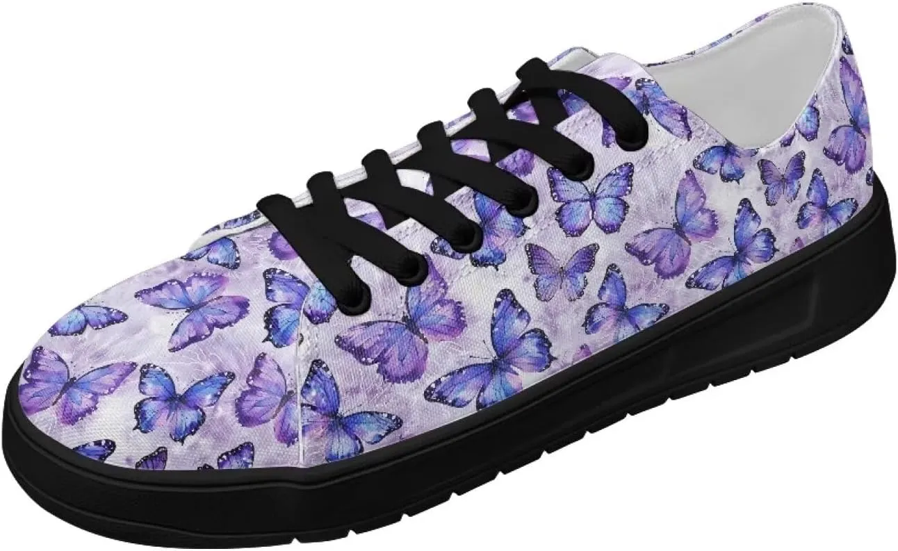 Canvas Sneakers for Women Low Top Lace Up Shoes Comfortable Canvas Tennis Shoes with Anti Skid EVA Sole Dressy Flats