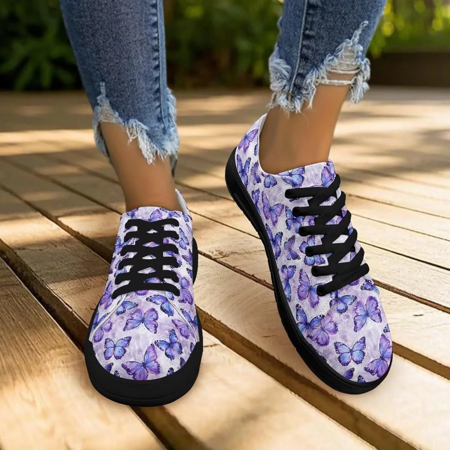 Canvas Sneakers for Women Low Top Lace Up Shoes Comfortable Canvas Tennis Shoes with Anti Skid EVA Sole Dressy Flats