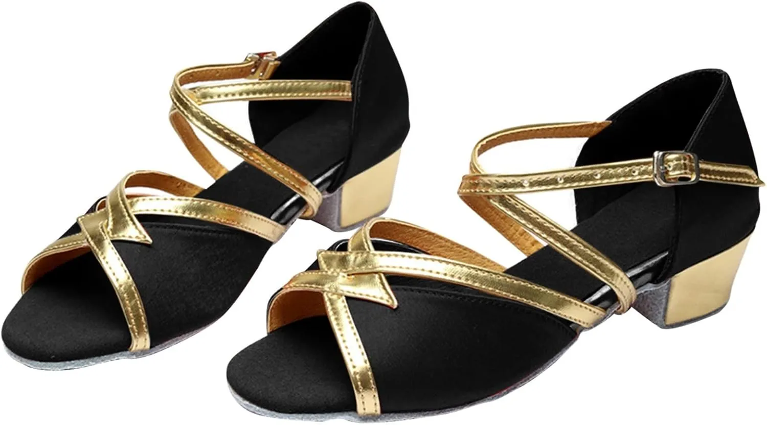 Children's Latin Dance Shoes Indoor Soft Soled Flat Heel Sequins Dance Shoes Satin Indoor Slip on Sandals for Toddlers