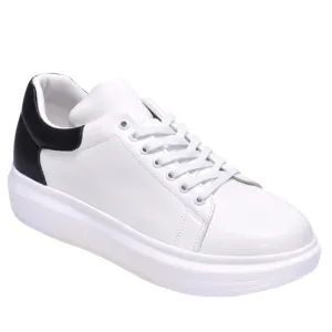 Classic White Leather Sneakers with Black Detail - Prom & Professional