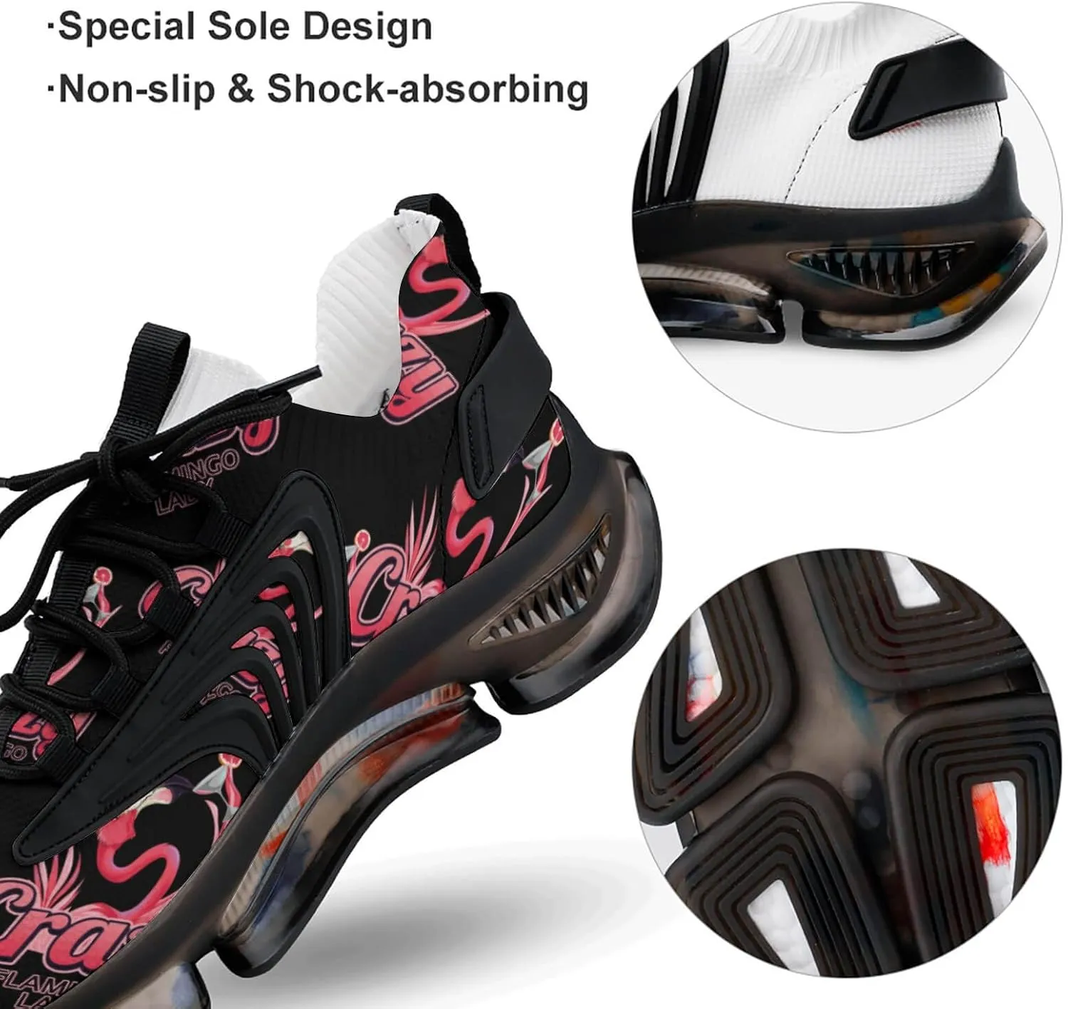 Crazy Flamingo Lady Walking Shoes for Men Lightweight Tennis Fashion Elastic Sports Shoes Cushion Basketball Shoes