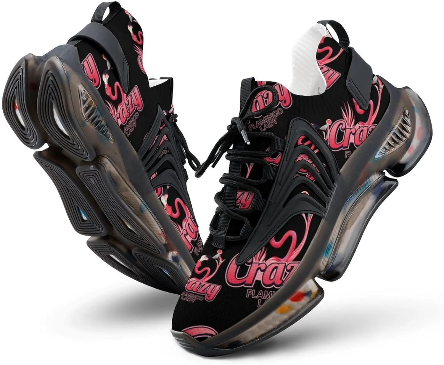 Crazy Flamingo Lady Walking Shoes for Men Lightweight Tennis Fashion Elastic Sports Shoes Cushion Basketball Shoes