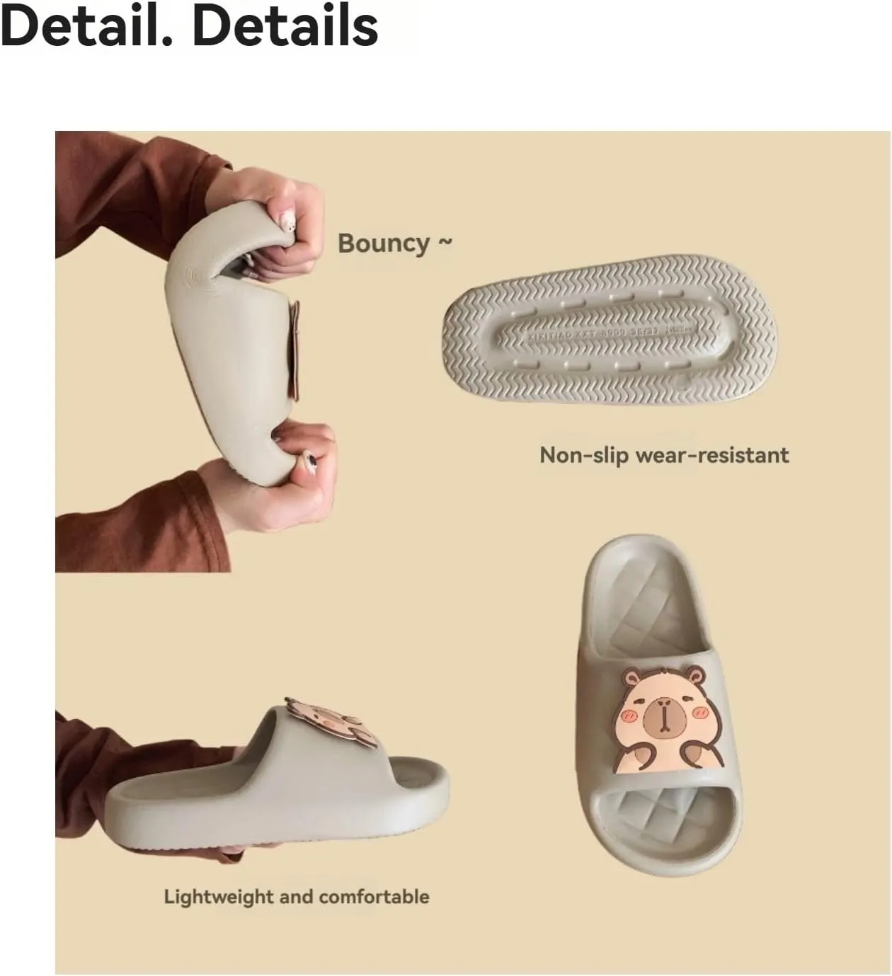 Cute Animal Capybara Slippers Womens Sandals Cloud Funny Slippers House Shoes Shower Shoes Indoor Outdoor
