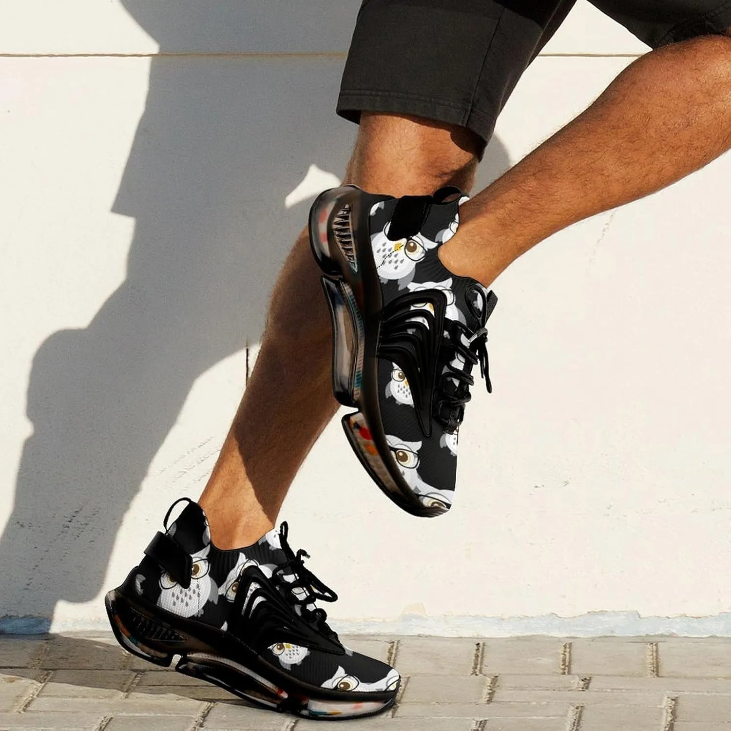 Cute Owl Walking Shoes for Men Lightweight Tennis Fashion Elastic Sports Shoes Cushion Basketball Shoes