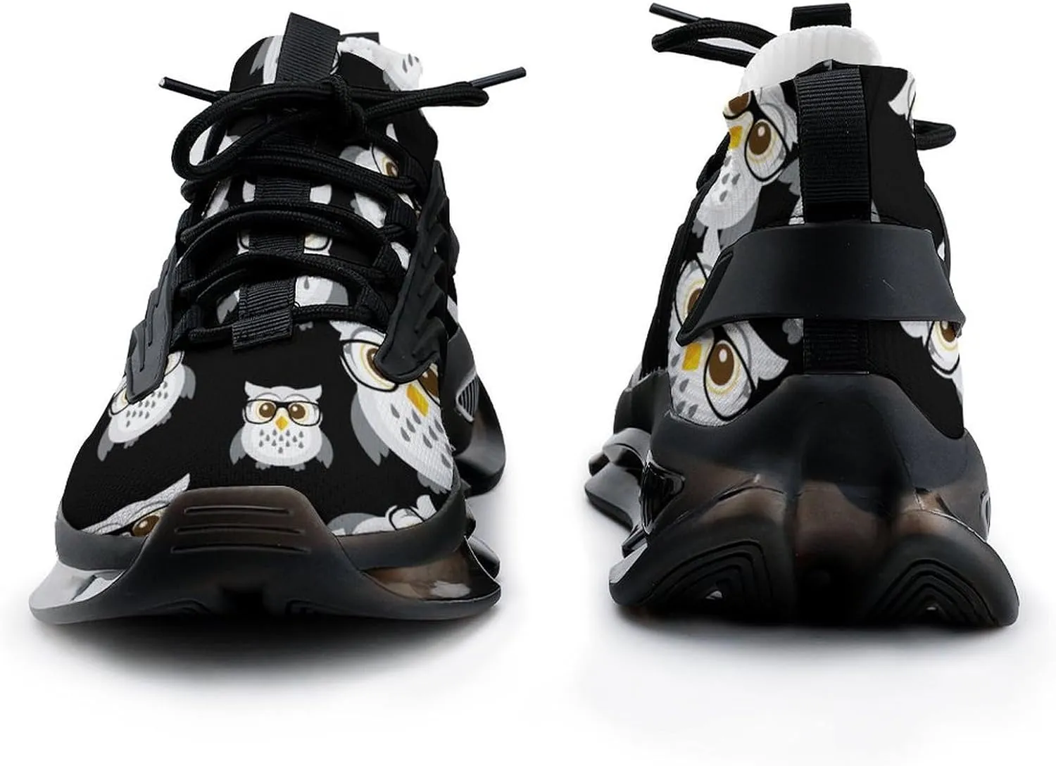 Cute Owl Walking Shoes for Men Lightweight Tennis Fashion Elastic Sports Shoes Cushion Basketball Shoes
