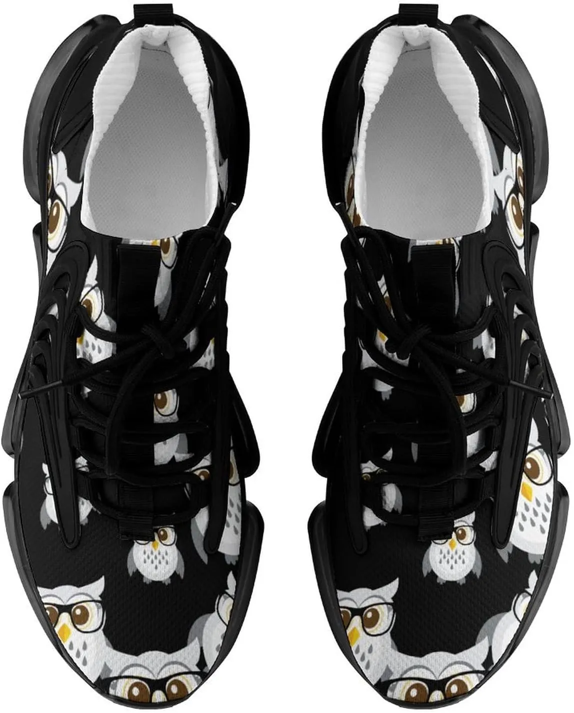 Cute Owl Walking Shoes for Men Lightweight Tennis Fashion Elastic Sports Shoes Cushion Basketball Shoes