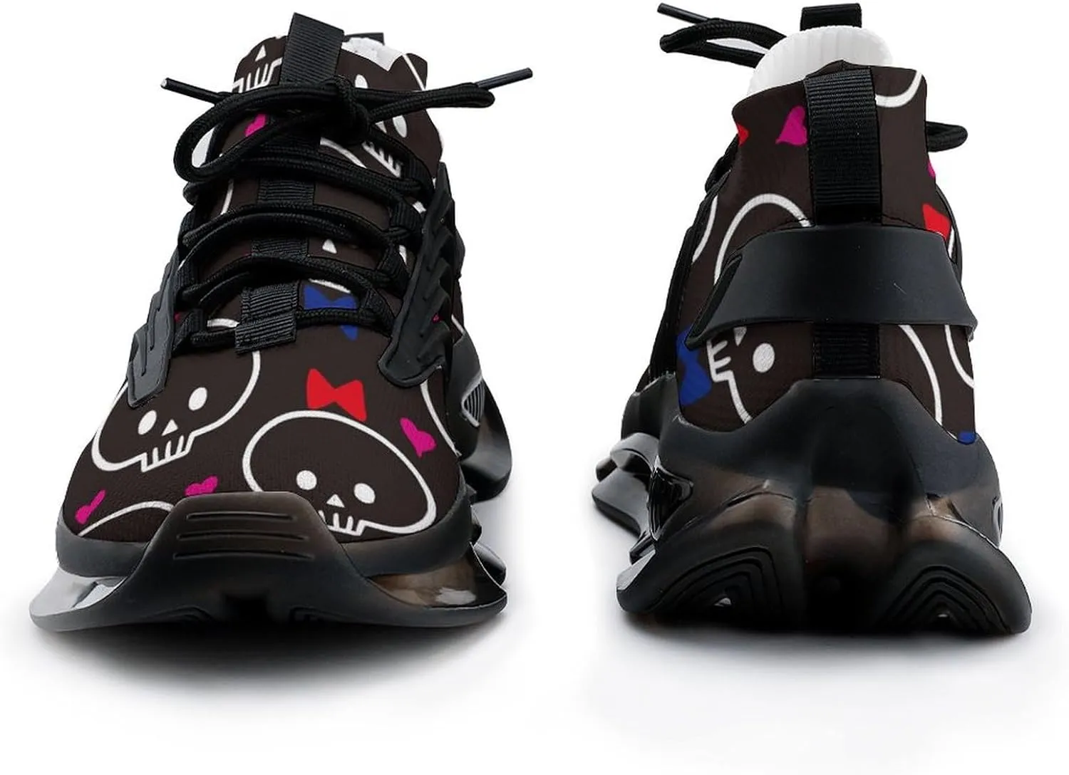Cute Skulls with Heart Walking Shoes for Men Lightweight Tennis Fashion Elastic Sports Shoes Cushion Basketball Shoes