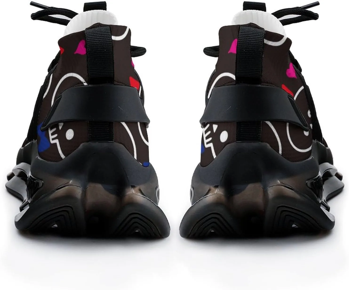 Cute Skulls with Heart Walking Shoes for Men Lightweight Tennis Fashion Elastic Sports Shoes Cushion Basketball Shoes
