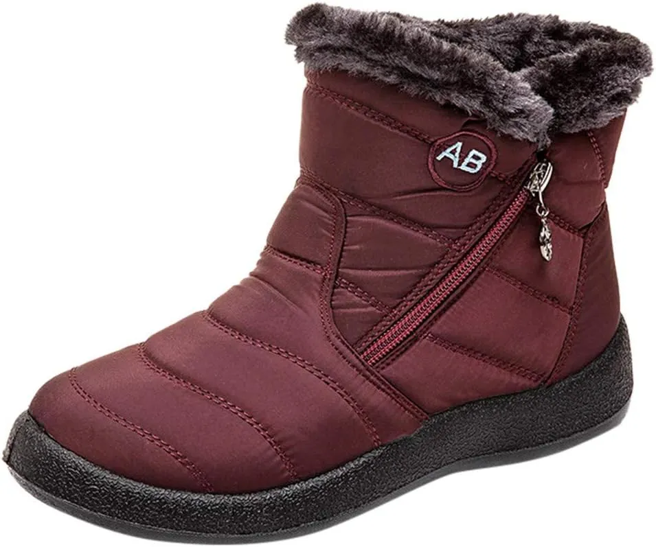 Cute Winter Boots for Women Fashion Winter Ankle Dress Boots for Women Waterproof Snow Womens Waterproof Boots Winter Womens Snow Shoes with Poles Botas Para Invierno Mujer