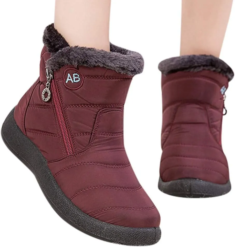 Cute Winter Boots for Women Fashion Winter Ankle Dress Boots for Women Waterproof Snow Womens Waterproof Boots Winter Womens Snow Shoes with Poles Botas Para Invierno Mujer