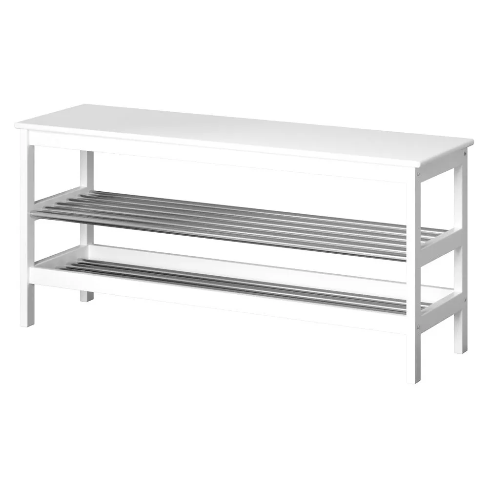 Danoz Furniture - Artiss Shoe Rack Cabinet Bamboo Bench 10 Paris White