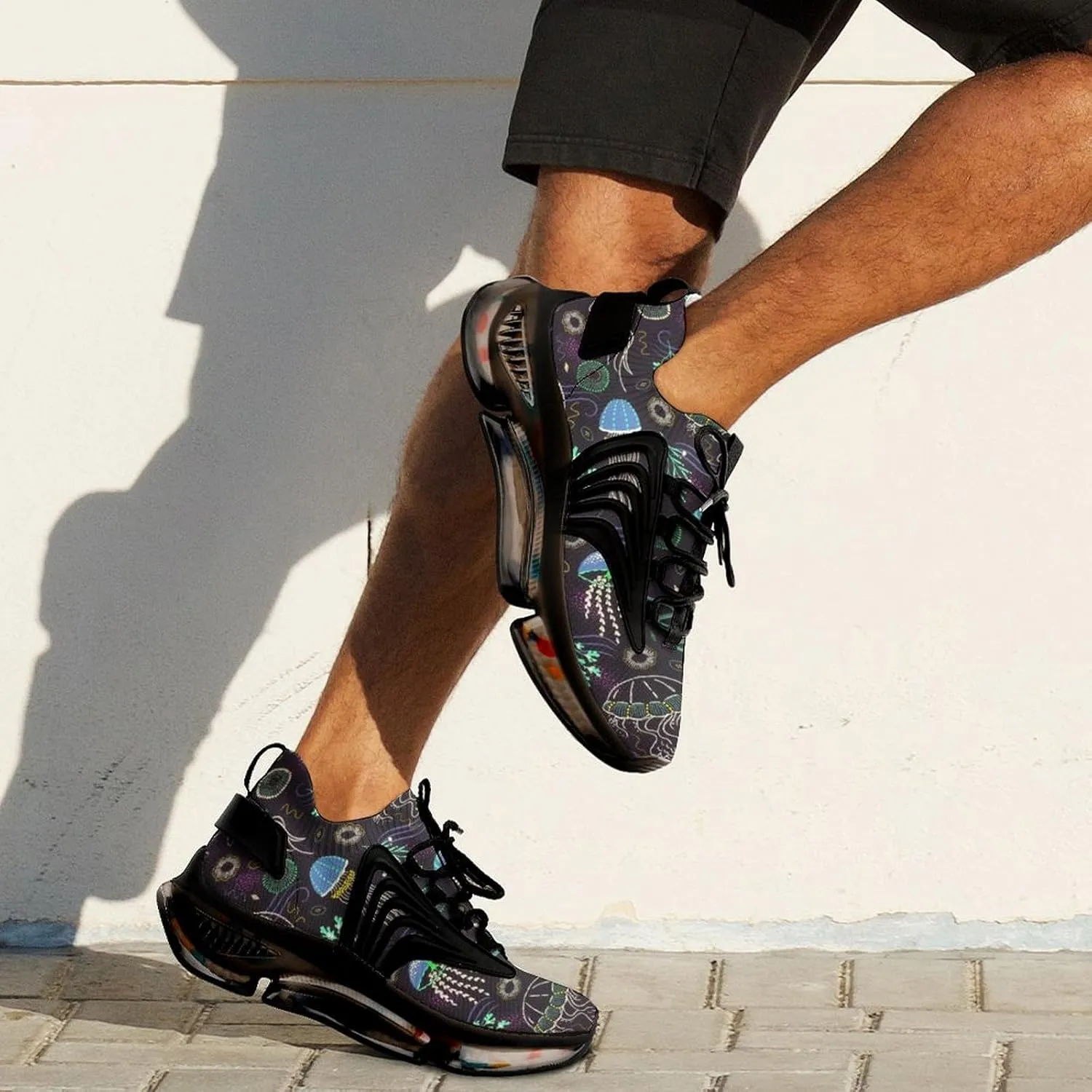 Deep Sea Jellyfish Walking Shoes for Men Lightweight Tennis Fashion Elastic Sports Shoes Cushion Basketball Shoes